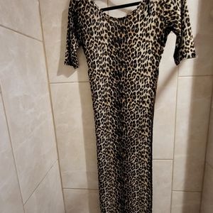 Long leopard print slit dress
